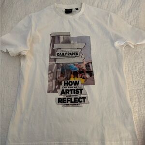 Daily Paper White How Can You Be An Artist  T-Shirt. Size M
